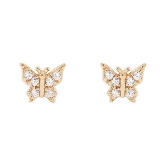 Dainty Gold Minimalist Butterfly Stud Earrings - Picture 1 of 4